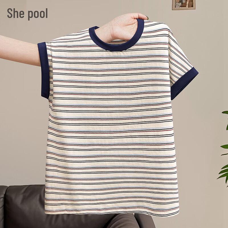

Women s Retro Striped Short Sleeve T-Shirt S