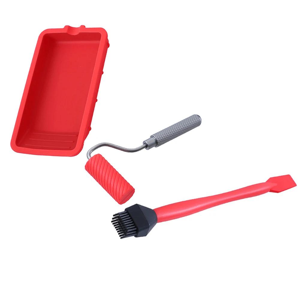 Oem 3pc Paint Tool Tray Silicone Roller Brush Set Silicone Paint Tray Paintwork Toolsilicone Roller Brush 1/4 in