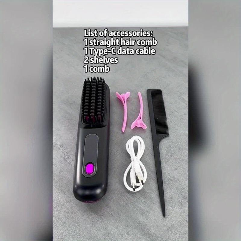 1 Wireless Hair Straightener Comb Heats Up Quickly Portable and Lightweight with Type-C Charging Port Anti-burn Design Charge Via USB