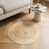 Naturlig Jute Vågmönster Rund Matta Beige Texturerad för Skandinavisk Minimalistisk Dekor