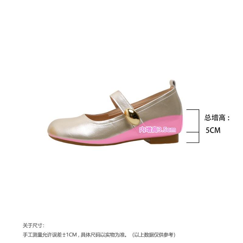 Two versions 7 inner height increase shallow mouth single shoes women's new round head high heel fashion versatile Mary Jane shoes