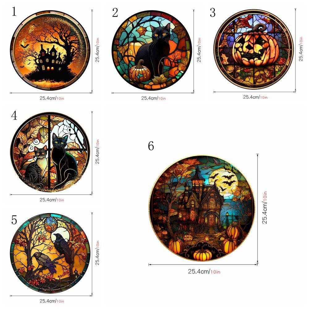 PVC Halloween Glass Stickers Horror Castle Cat Static Film Glue Free   Window