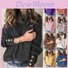Cozy Women Long Sleeve Sweater High Neck Jumper With Stylish Button Decoration