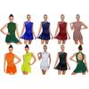 Vestido de Dança Feminino Franzido Brilhante com Strass Sem Mangas Traje de Dança Lírica