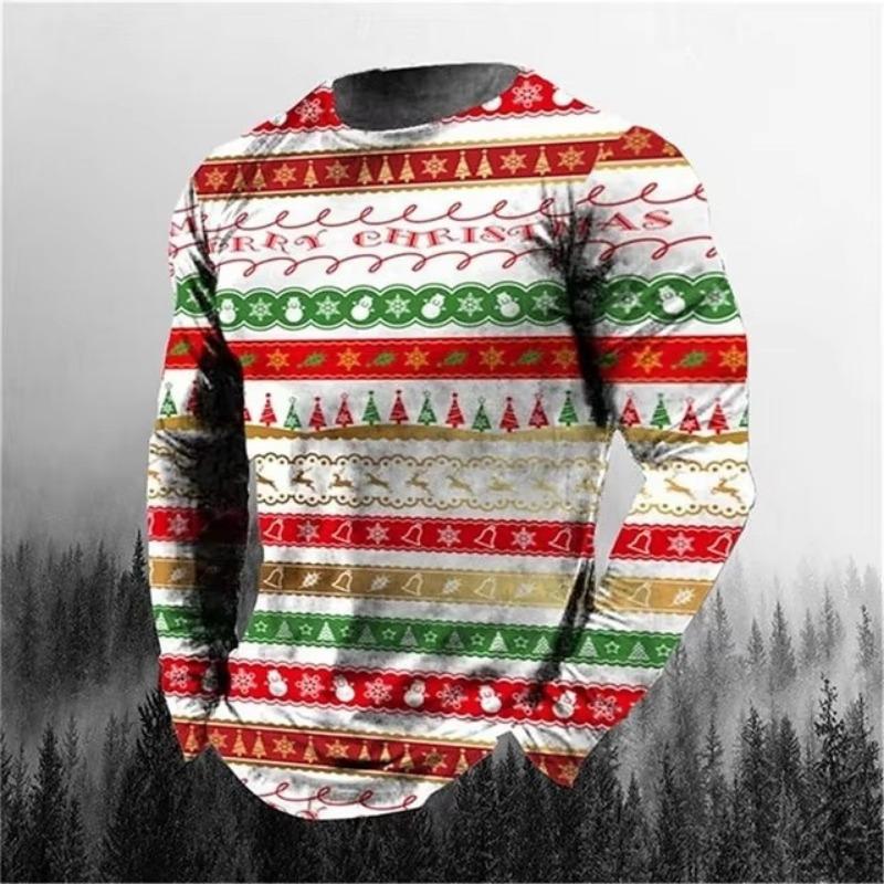 Digitálně potištěné pánské 3D potištěné s dlouhým rukávem podzimní a zimní ležérní pánské oblečení tričko