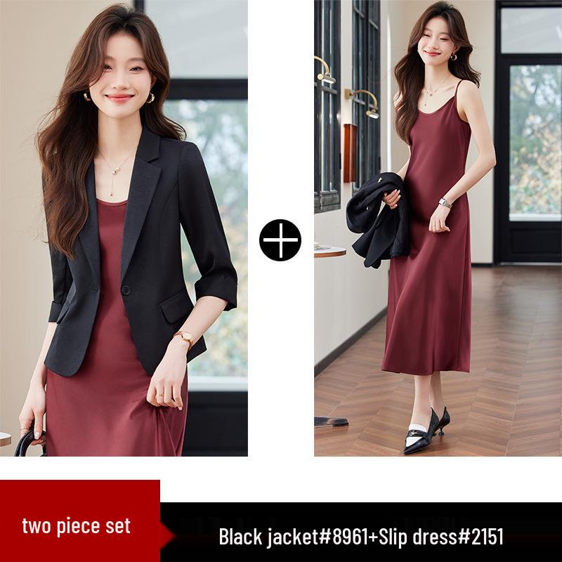 Women's Green Mid-Sleeve Summer Blazer - 2024 Petite Casual Jacket