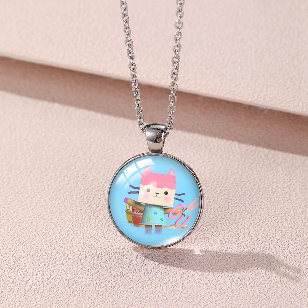 Gabby's Dollhouse Geometric Alloy Necklace With Colorful Gemstone Pendant For All Styles