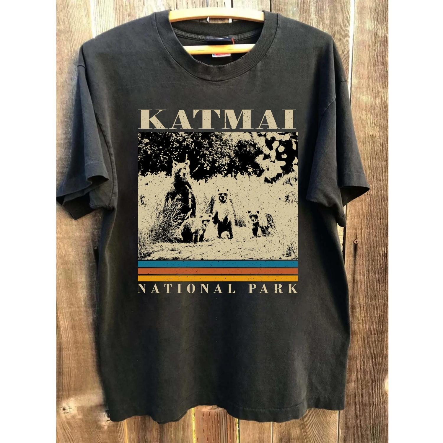 

Katmai SweaT T Shirt National Park Travel Vintage Retro S чёрный