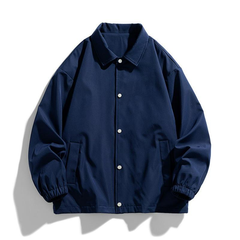 Chaqueta Entrenador para Hombre Primavera y Otoño Suelta Solapa Color Sólido Casual Versátil para Hombre