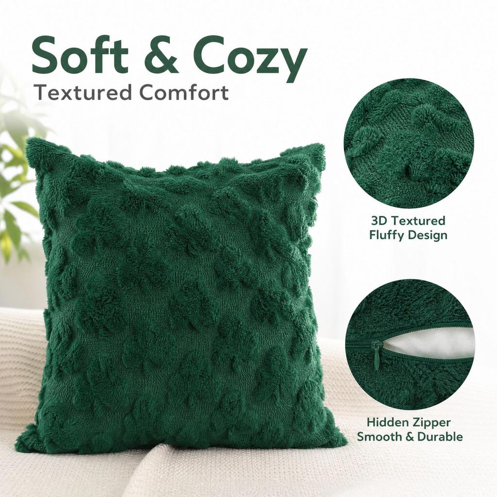 Christmas Tree Heart Embroidered Throw Cover for Sofa and Living Room Holiday Decor