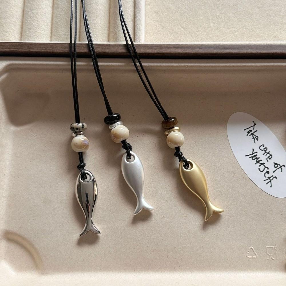 Metal Fish Pendant Necklace Matte Long Sweater Chain New Rope Chain Necklaces Jewelry