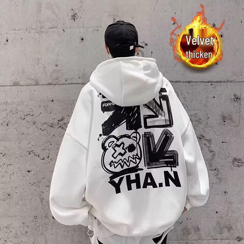 Herren Trendy Amerikanisches Übergroßes Kapuzensweatshirt - Herbst/Winter Samtmantel