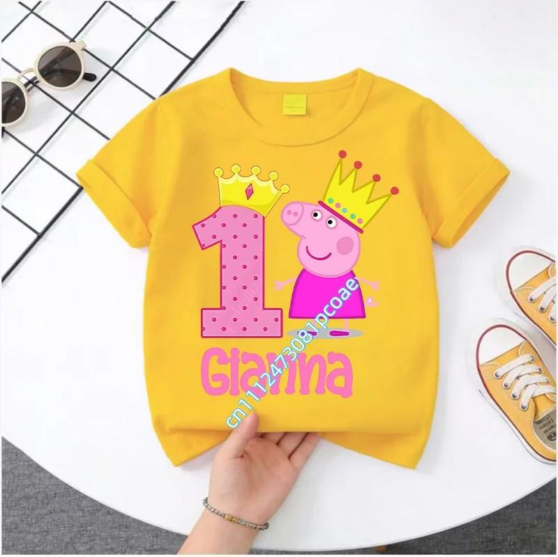 2026 Summer T-shirt Peppa Pig 1-8 Children's 100% Polyester Short-Sleeved Boys' Sport Shirt Girls' Casual Top Digital Print