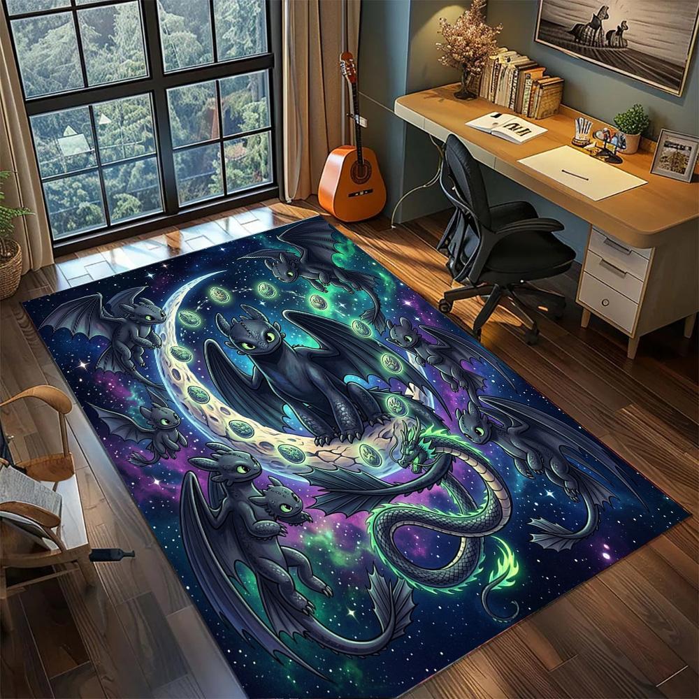 Toothless Night Fury Floor Mat Decor Non Slip Large Area Washable Rug Carpet Bedroom Gamer Room Home.-TING