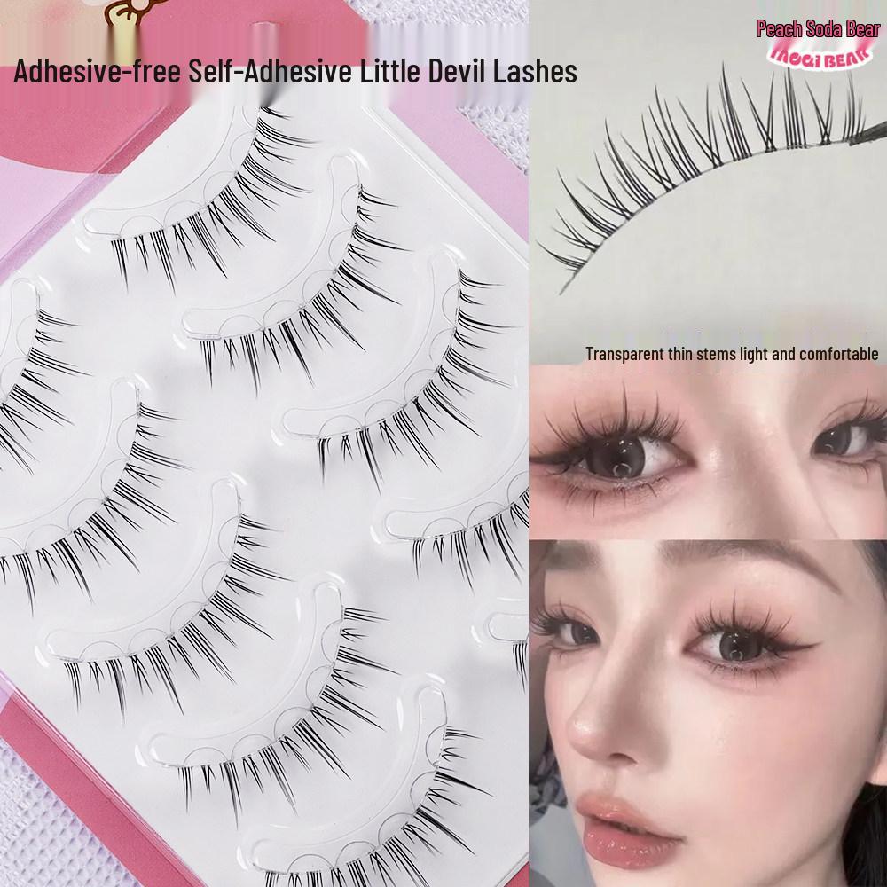 2026 Hot Sale Glue-Free Little Devil False Eyelashes with Transparent Stem