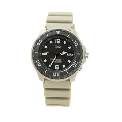 Citizen Analog Solar 10 ATM Water Urethane Beige Q&Q Men's Watch, Radio-Controlled, Powered, Resistance, Band, D02A-005VK,