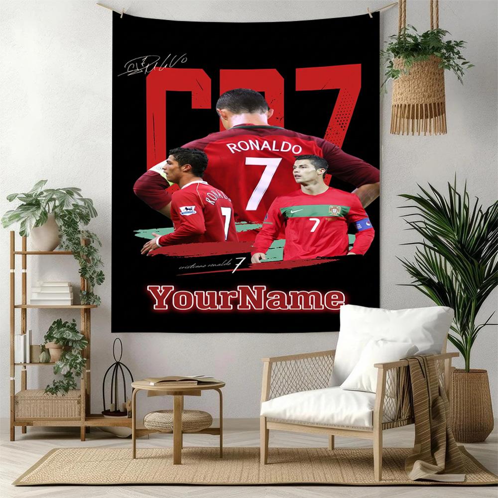 Cristiano Ronaldo Custom Jouw Naam Muurdecoratie Wandkleed Kunst Voor Huisdier Herdenking Verjaardag Bruiloft Feest Achtergrond Familiecadeau
