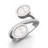 925 Sterling Silver 2.5 Cts Oval Shape Pearl Dual Stone Boho Wedding Women Ring