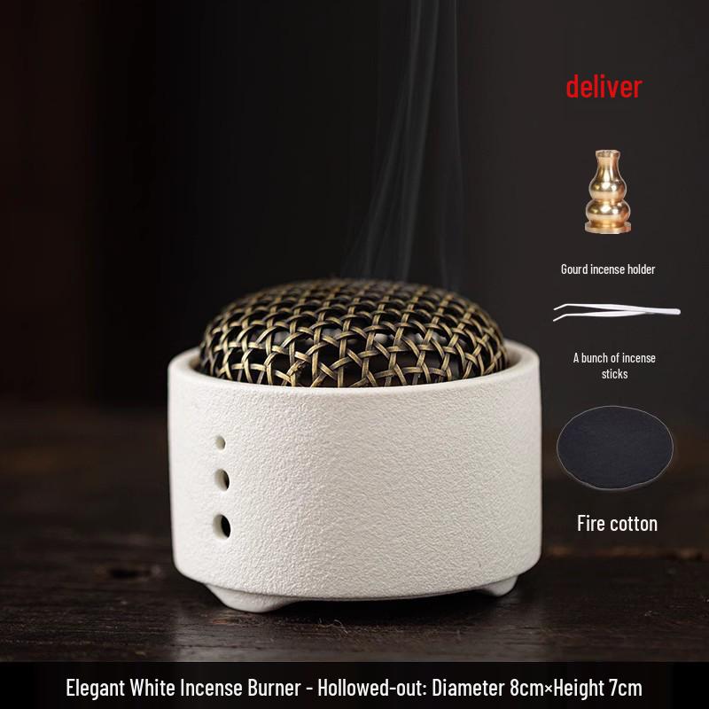Ceramic Incense Burner for Coils & Sticks, Home Aroma Diffuser, Sandalwood & Agarwood Ornament.