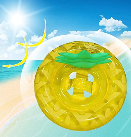 HappyHome Children's Pineapple-Shaped Float with Foot Holes, Perfect for Water Play, Kids, Babies, and BeachPool Use