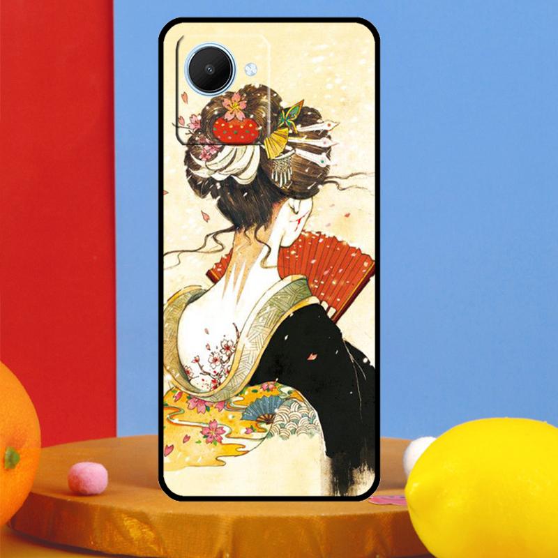 Japanese Geisha For Realme GT7 Pro GT6 10 11 12 13 14 15 Pro Plus C55 C67 C63 C61 C53 C35 C65 C75 C71 Case