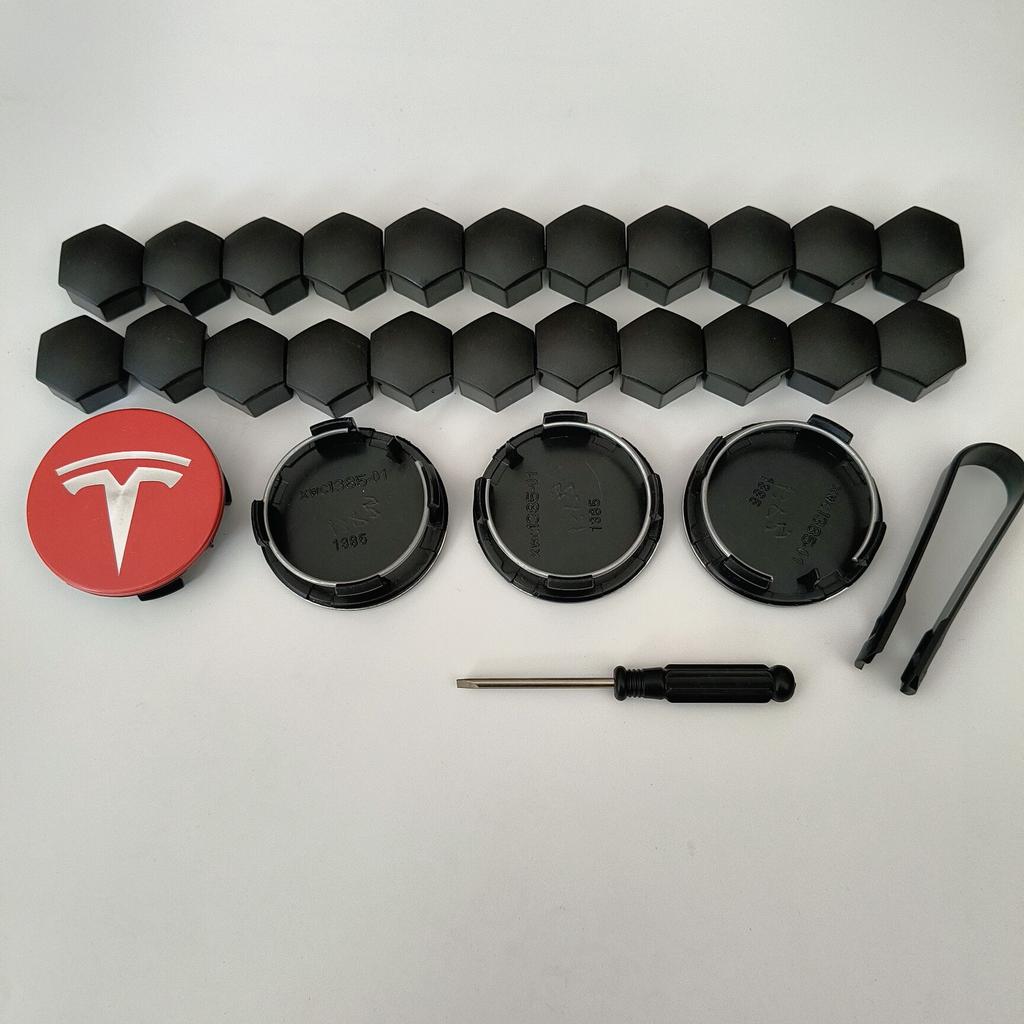 CJEY4 4PCS 26PCS 30PCS for  Tesla Model 3 Y  2025 Model Y Juniper Car Wheel Center Hub Decorative Caps Badge Lug Nut Protective Cover