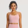 Nude Feel Women's Sports Bra with Pads - Summer Workout Camisole Vest with Beautiful Back Design