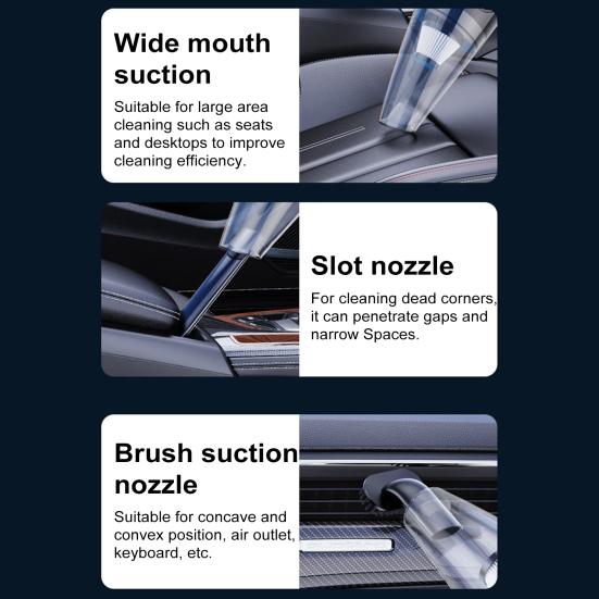 Car Vacuum Cleaner with Strong Suction Wireless Handheld Vacuum Washable Filter Screen USB Charging Cleaner for Car Sofa