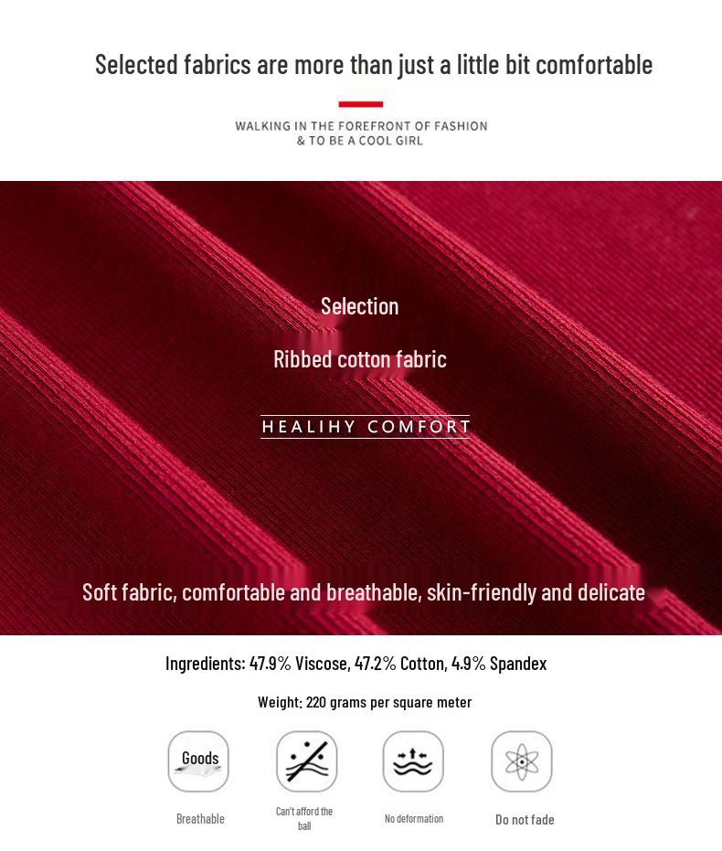 Women's Wine Red Round Neck Short-Sleeve T-shirt - Slim Fit, Chic & Trendy Style