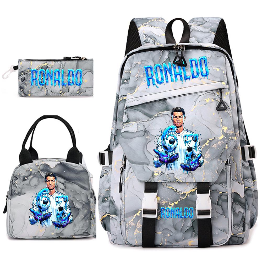 Cr7 Ronaldo 67 Print Student Rugzak Set met Lunchtas Etui Tienermeisjes School Reis Dagrugzak