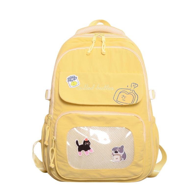 Schoolbag high value schoolbag female college student cute large capacity transparent bar pain bag ins backpack junior high school backpack