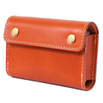 [HUKURO] Leather Card Case, Holds Up To 25 Cards, C25, Men's Business Card Holder, Orange