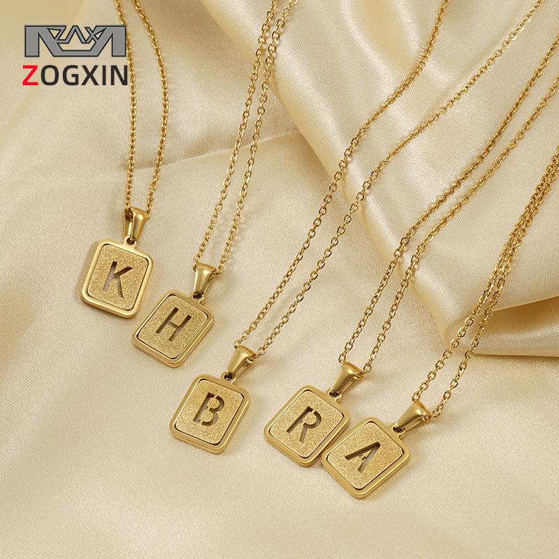 26-Letter Gold Sand Pendant Necklace for Women: Summer Collection, European/American Style, Titanium Steel, and 18K Stainless Steel Clavicle Chain.