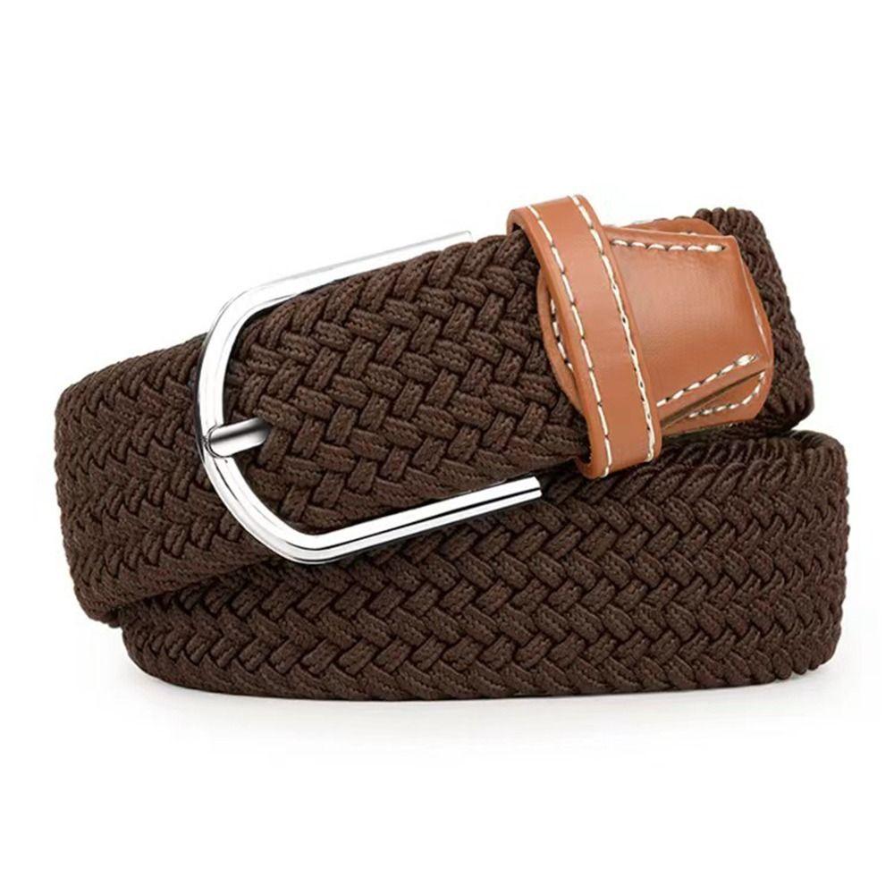 Multicolored Elastic Braided Belt No Hole Men's Waistband Durable Stretch Woven Belt  Women