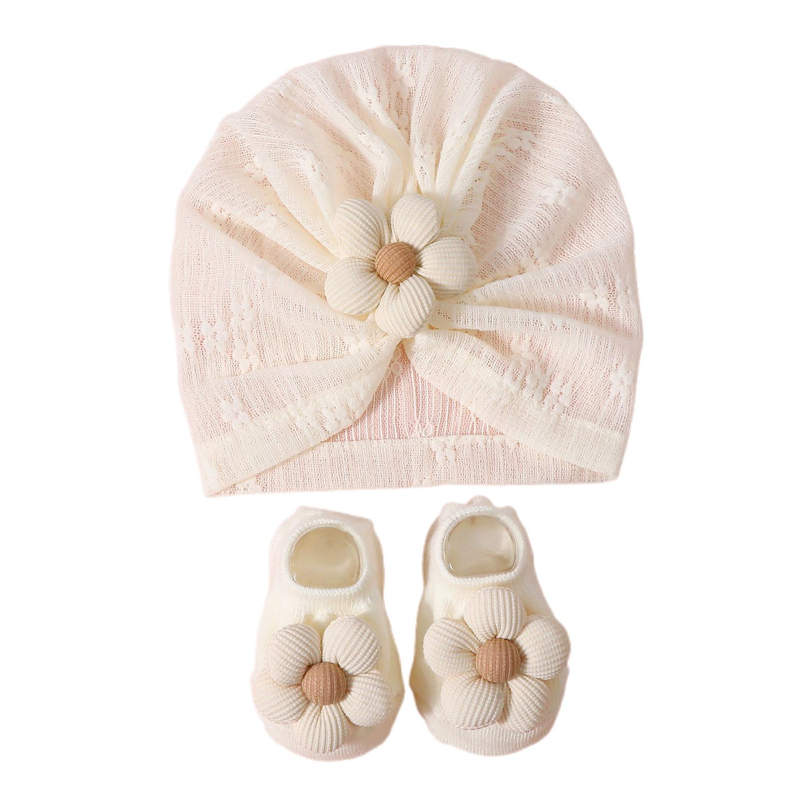 

Pudcoco Baby Girl тюрбан шапочка и носки дышащая новорожденная цветы головной убор шапочка для младенца малыша реквизит для постановки фотографий