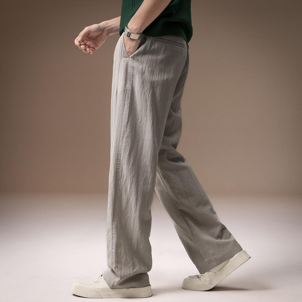 High-end Lyocell old money casual pants men's spring new Japanese retro straight loose drape men's trousers