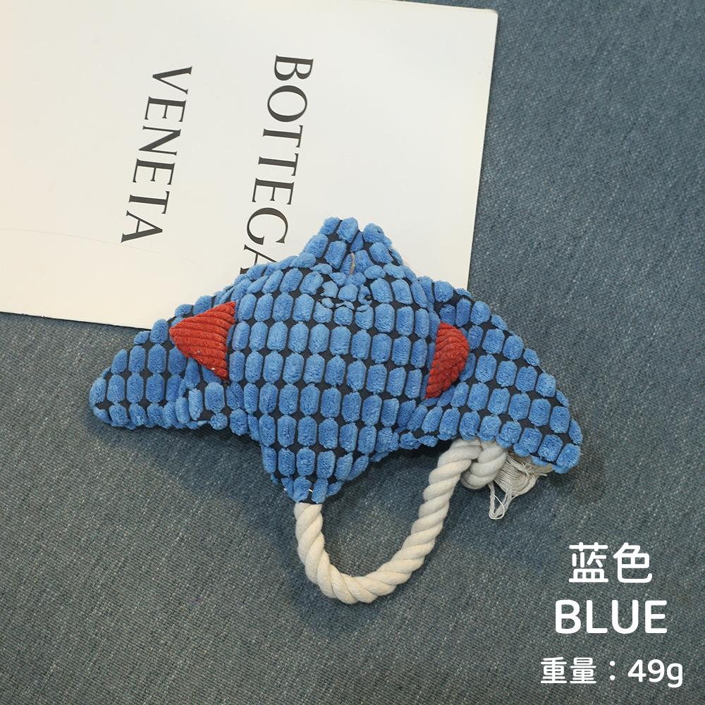 Ocean Series Stingray Plush Dog Toy Squeaky Chew Toy Durable Eco-Friendly Plant-Dyed for Teeth Cleaning синий