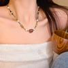 BLINGBAY Damen-Anhänger-Halskette, braune quadratische Perlen-Halskette, Damen-Chinese-Retro-Kunst-Pullover-Kette, Maillard-Accessoires, Schmuck, Geschenke