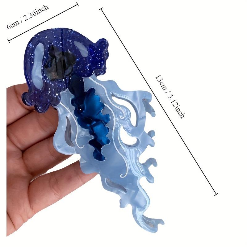 Ocean-Inspired Acetate Hair Claw - Large Jellyfish & Shark Design, Elegant Cute Grip, Big Animal Cartoon Hair Clip 