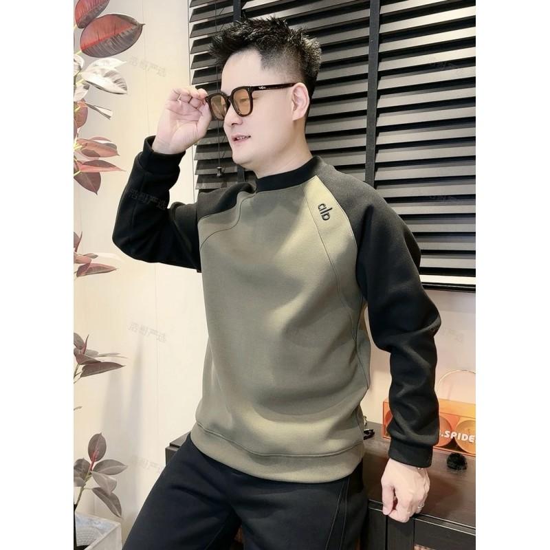 Mens Color Block Sweatshirt Casual Loose Fit Round Neck Long Sleeve Pullover Daily Wear