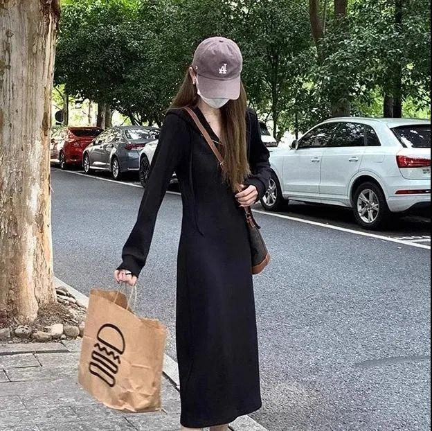 Trendy francouzské bílé šaty s kapucí pro ženy - nový jarní/podzimní dlouhý styl