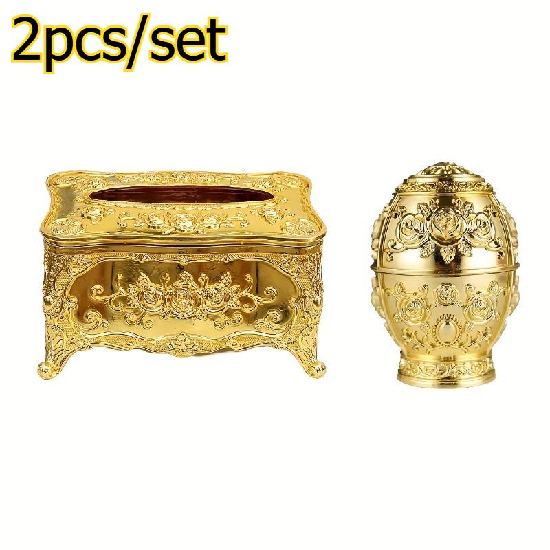 

2pcs/set Nordic Style Creative Tissue Box Press-Type Toothpick Holder Home Hotel Living Room Table Decor Tissue Box золотий