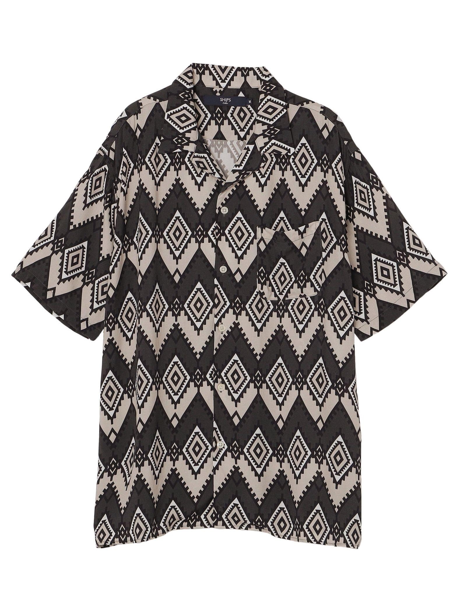 

SHIPS Colors Men s Machine Washable Rayon Print Open Collar Shirt, Gray, Size 211520008, Size L