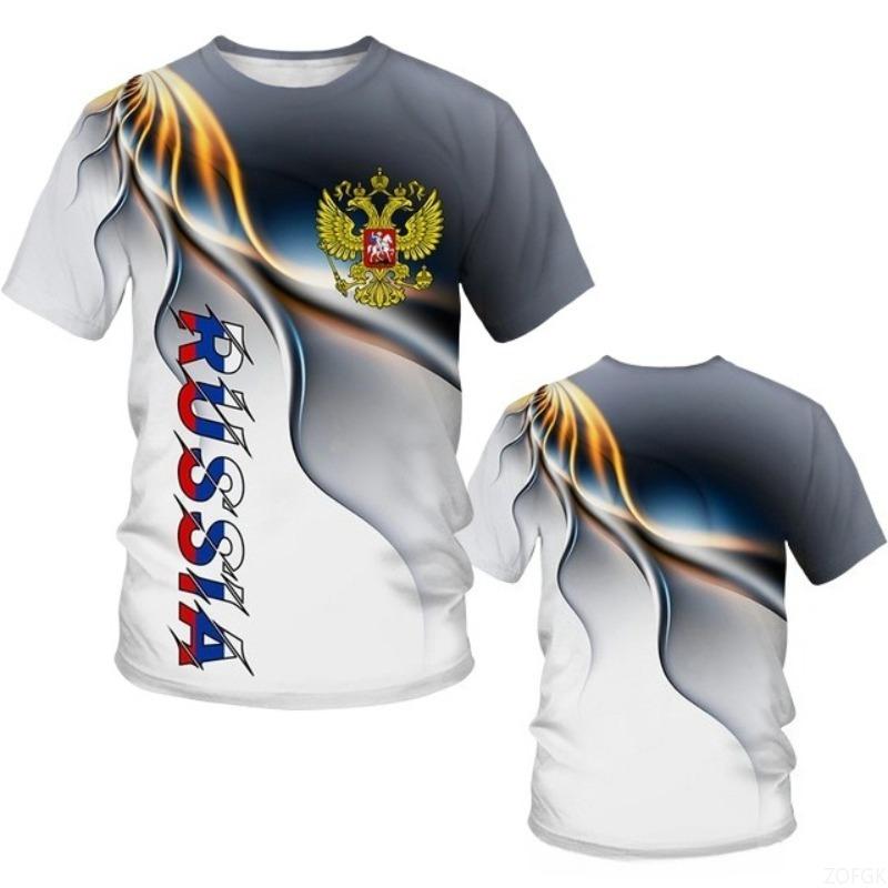 Trendy Fashionable Russian Style 3D Digital Printed Summer Short Sleeved Comfortable Casual Round Neck T-shirt