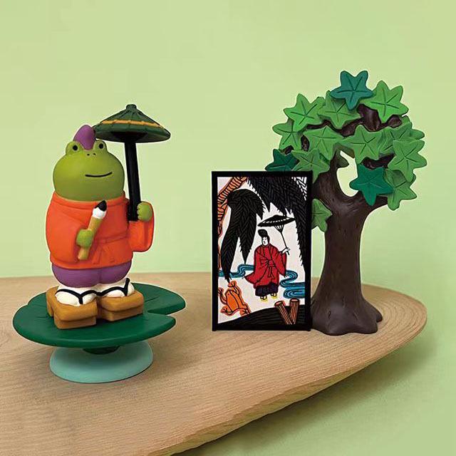 Creative Japanese Cat & Frog Bonsai Ornament - Trendy Blind Box Resin Craft Accessory