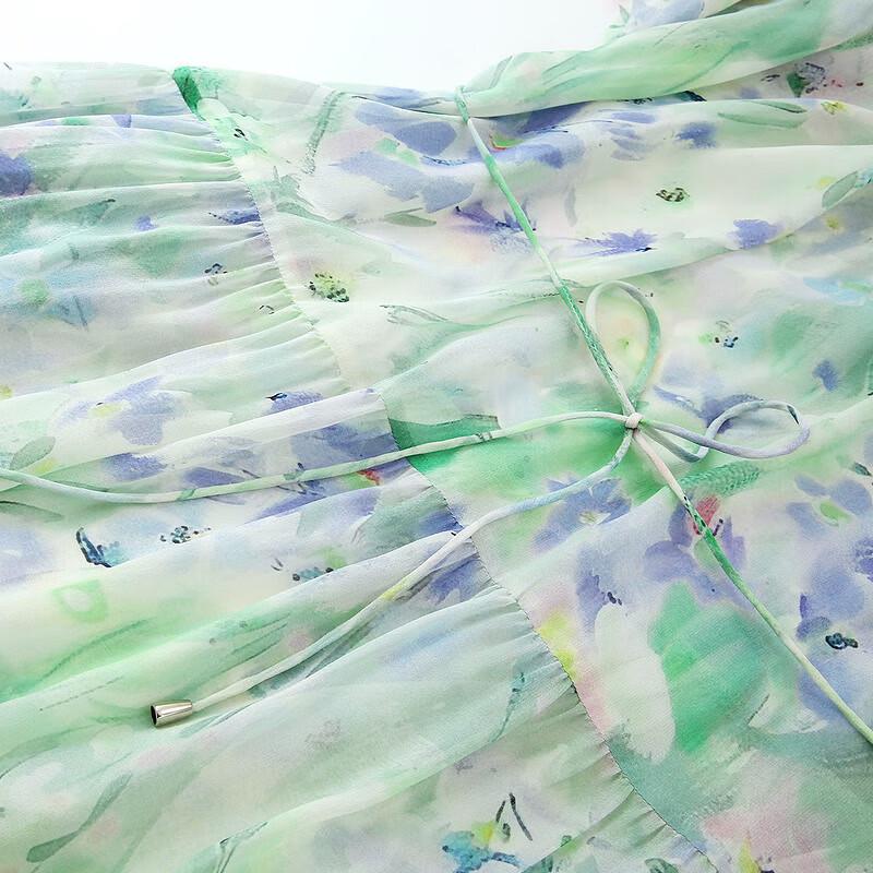 Mulberry Silk Floral Half-Sleeve Midi Dress