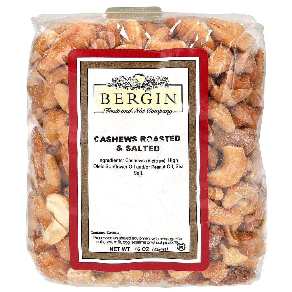Bergin Fruit and Nut Company Roasted Cashews with Added Salt 454g (16oz) 454g - 1 ea