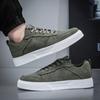 [Sneakers da Uomo Verdi] Sneakers Casual da Uomo Verde Oliva con Lacci | Fodera in Tessuto Traspirante, Suola Resistente in PVC e Suola Bianca per il Comfort di Tutto il Giorno