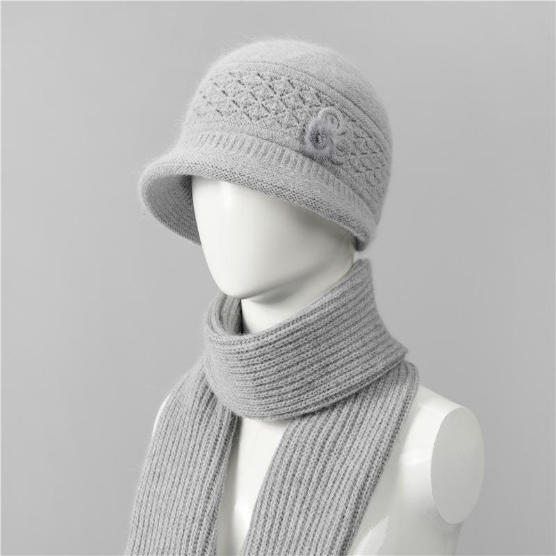 Hat female winter thermal hat piled thick knitted wool hat mother-in-law cotton hat
