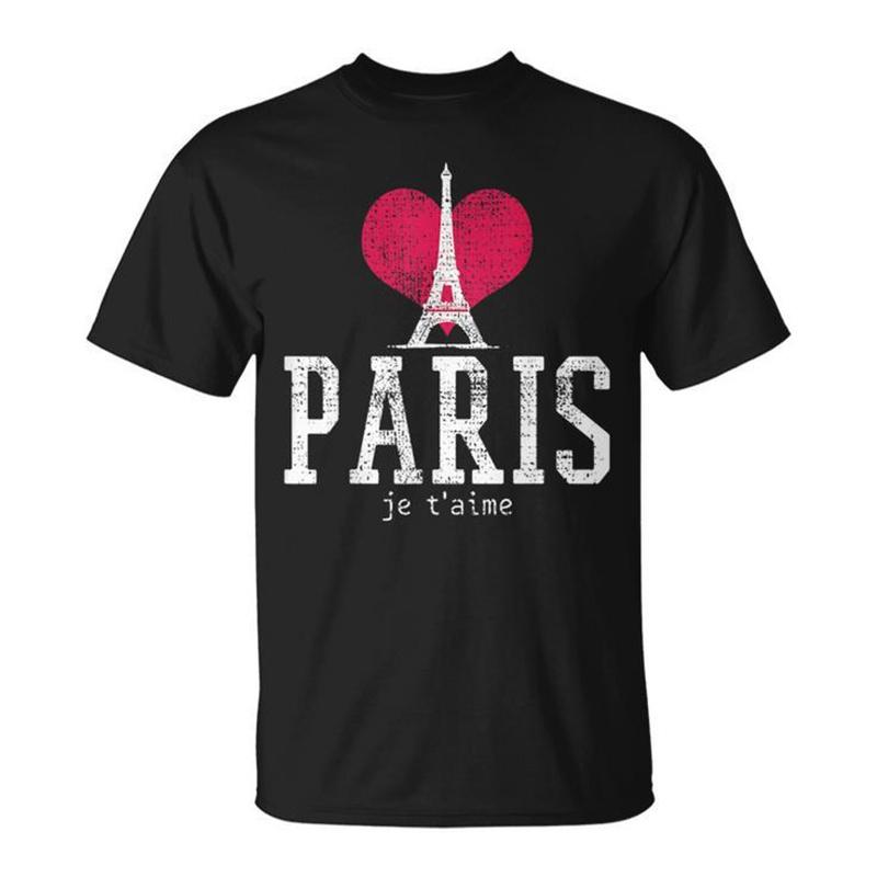 Paris Eiffel Tower Pattern Tshirt Unisex Printed France Tees Tops Unisex Summer Casual Short Sleeve French Souvenir Tshirts